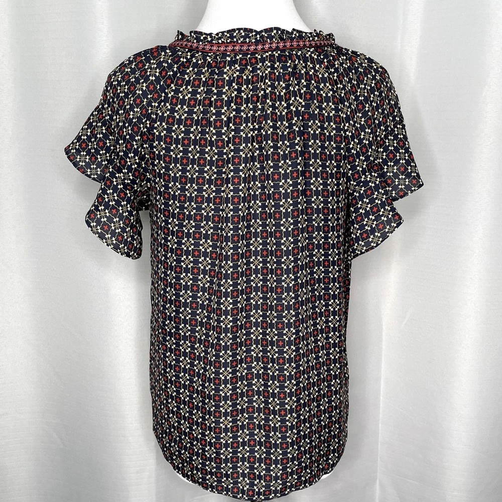 Max Studio Geo Print Flutter Sleeve Blouse - image 2